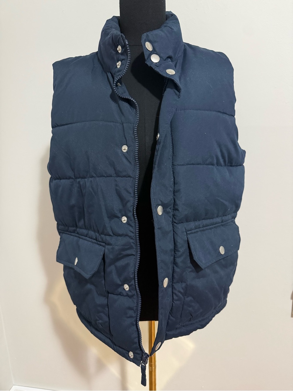 Old Navy Navy and Tan Quilted Puffer Vest